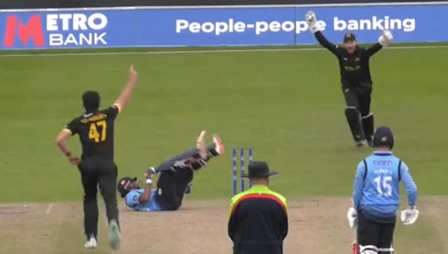 Watch: Prithvi Shaw suffers a bizarre hit-wicket dismissal on Northamptonshire debut Watch: Prithvi Shaw suffers a bizarre hit-wicket dismissal on Northamptonshire debut