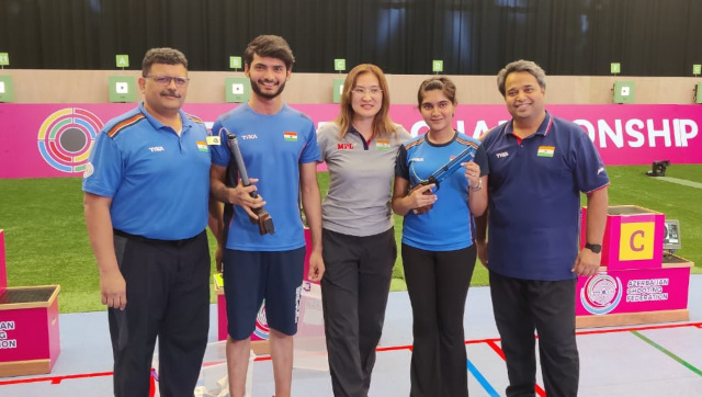 ISSF World Championship: India's Esha Singh and Shiva Narwal win 10m air pistol mixed team gold ISSF World Championship: India's Esha Singh and Shiva Narwal win 10m air pistol mixed team gold