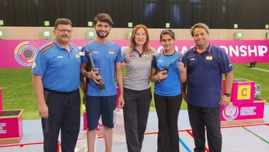 ISSF World Championship: India's Esha Singh and Shiva Narwal win 10m air pistol mixed team gold