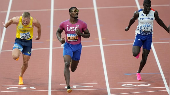 World Athletics Championships: Fred Kerley keeps his calm as Marcell Jacobs scrapes into 100m semi-finals