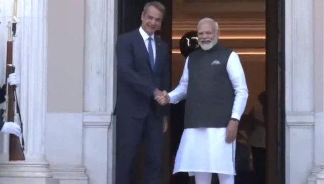 WATCH: PM Modi meets Greek counterpart Kyriakos Mitsotakis in Athens WATCH: PM Modi meets Greek counterpart Kyriakos Mitsotakis in Athens