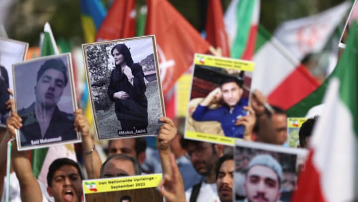 Thousands march in Brussels on anniversary of Mahsa Amini's death