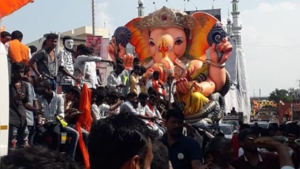 WATCH: Hyderabad Police personnel groove on traditional dhol during Ganesh visarjan