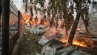 Russia strikes cities from east to west Ukraine, starting fires and killing at least two people