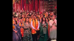 WATCH: Maharashtra Deputy CM Devendra Fadnavis, wife Amruta Fadnavis join Ambanis for Ganesh Chaturthi celebrations