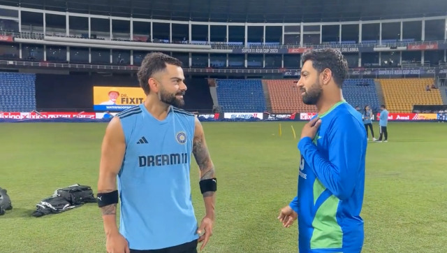 Asia Cup 2023: Virat Kohli, Haris Rauf engage in a light-hearted chat ahead of India-Pakistan clash; see video Asia Cup 2023: Virat Kohli, Haris Rauf engage in a light-hearted chat ahead of India-Pakistan clash; see video