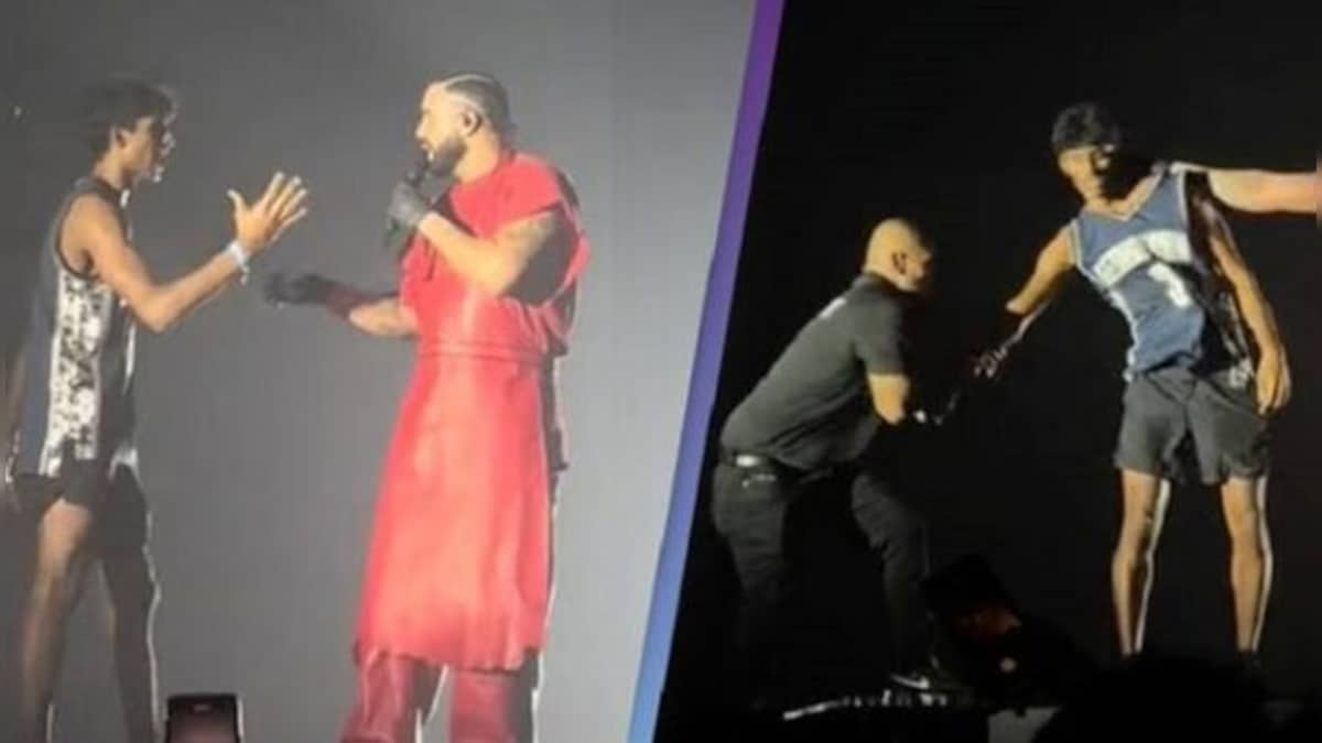 Singer and rapper Drake pushes a fan who jumped on the stage, is the security lacking?