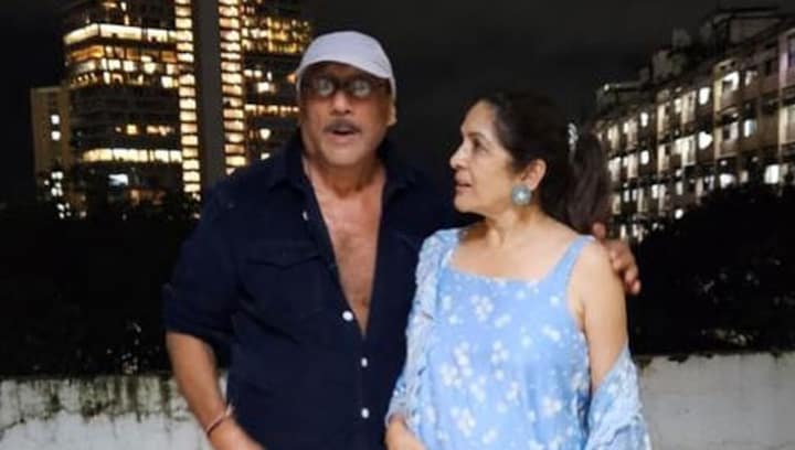 Neena Gupta 'looks fab' in strappy blue dress for Sabun screening, poses with co-star Jackie Shroff