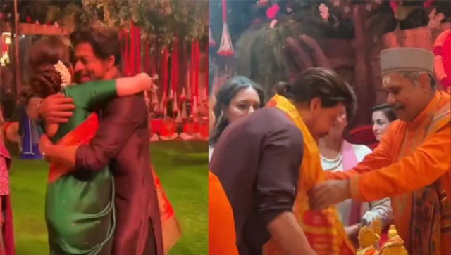 Shah Rukh Khan and Nita Ambani jump with joy seeing each other at the Ambanis' Ganpati celebrations; video goes viral Shah Rukh Khan and Nita Ambani jump with joy seeing each other at the Ambanis' Ganpati celebrations; video goes viral