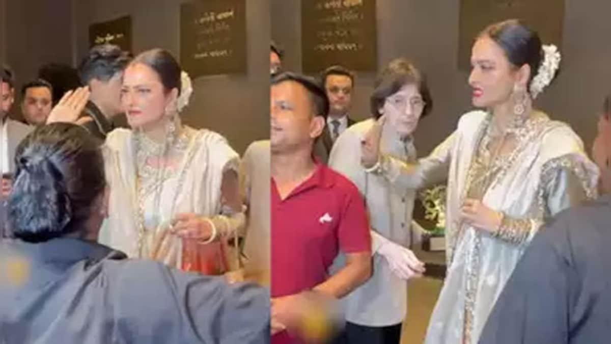 Watch: Rekha playfully 'slaps' a fan as he tries to click a picture with the actress