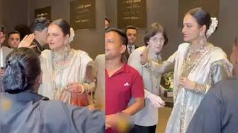 Watch: Rekha playfully 'slaps' a fan as he tries to click a picture with the actress