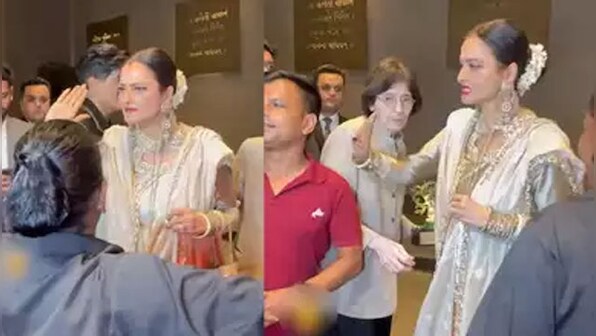 Watch: Rekha playfully 'slaps' a fan as he tries to click a picture with the actress