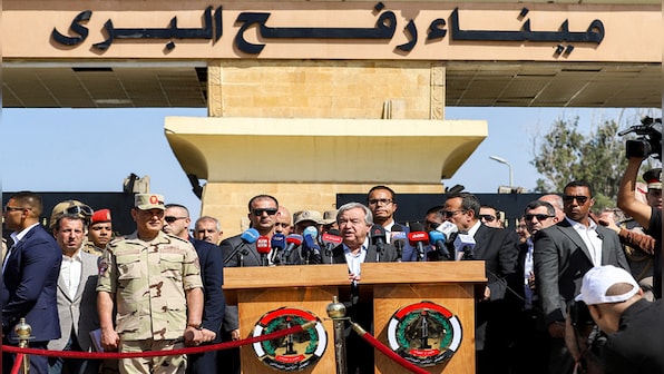 Humanitarian aid starts entering Gaza crossing from Egypt