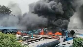 Video: Massive fire breaks out near Veerbhadra Nagar in Karnataka's Bengaluru, several buses gutted in blaze
