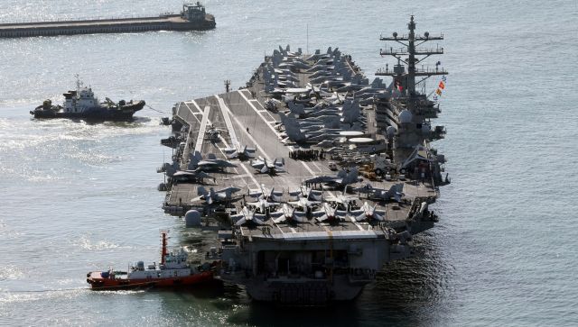 US aircraft carrier arrives in South Korea in show of force as North's leader Kim exchanges messages with Putin US aircraft carrier arrives in South Korea in show of force as North's leader Kim exchanges messages with Putin