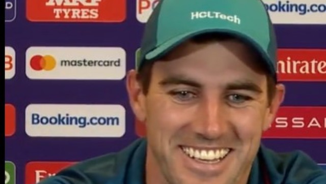 World Cup 2023: 'Sad' Pat Cummins cannot control his smile after being asked about England's loss to Sri Lanka; Watch World Cup 2023: 'Sad' Pat Cummins cannot control his smile after being asked about England's loss to Sri Lanka; Watch