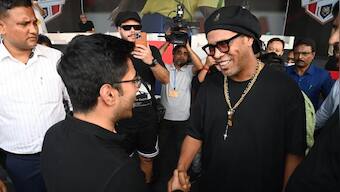 Ronaldinho in Kolkata: Football legend inaugurates Durga Puja pandal, meets aspiring footballers