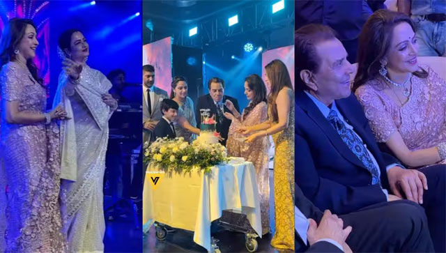 Hema Malini's 75th Birthday bash: Veteran actress cuts her birthday cake with Dharmendra, grooves on stage with Rekha Hema Malini's 75th Birthday bash: Veteran actress cuts her birthday cake with Dharmendra, grooves on stage with Rekha
