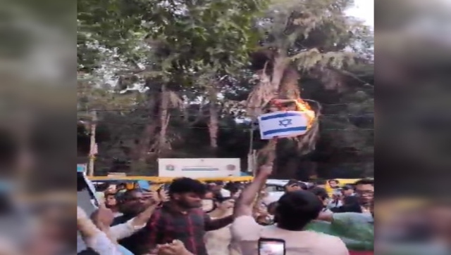 WATCH: Students burn Israeli flag to protest atrocities in Gaza WATCH: Students burn Israeli flag to protest atrocities in Gaza