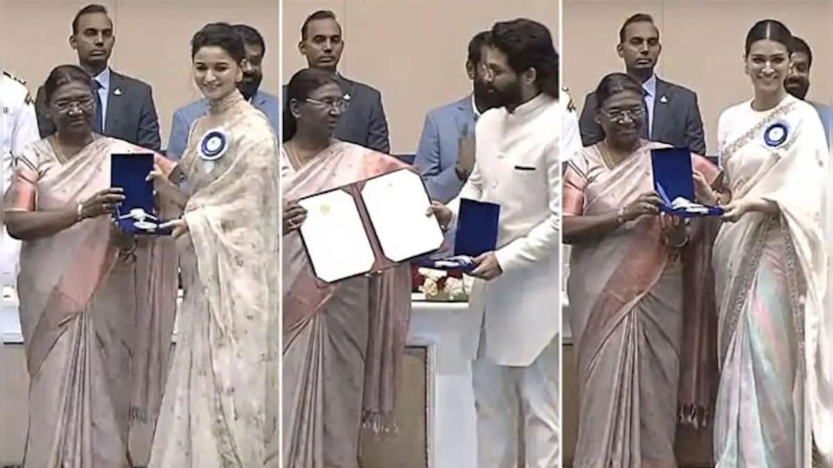 Allu Arjun, Alia Bhatt, Kriti Sanon felicitated with Best Actor awards at the 69th National Film Awards