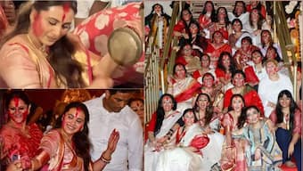 Durga Puja: Rani Mukerji is all smiles as she participates in Sindoor Khela on Vijayadashami