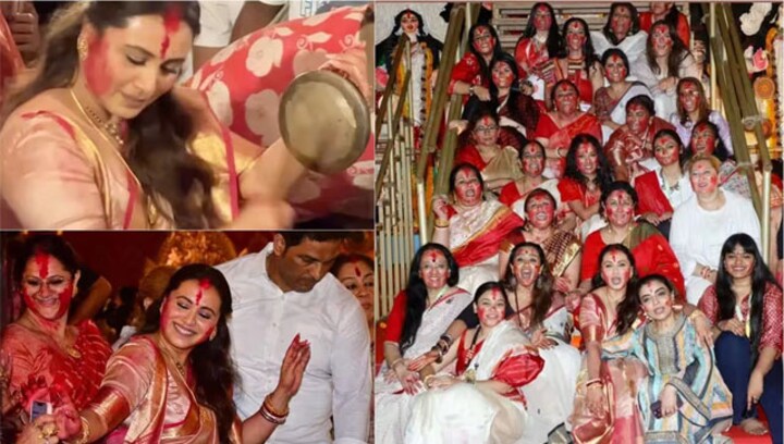 Durga Puja: Rani Mukerji is all smiles as she participates in Sindoor Khela on Vijayadashami