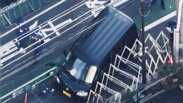 Watch: Man rams car into barricade leading to Israel embassy in Tokyo; one cop injured