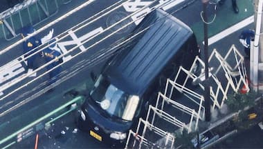 Watch: Man rams car into barricade leading to Israel embassy in Tokyo; one cop injured