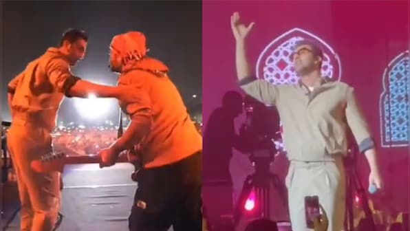 Ranbir Kapoor touches singer Arijit Singh's feet at his concert, recreates 'Channa Mereya' hook step for fans