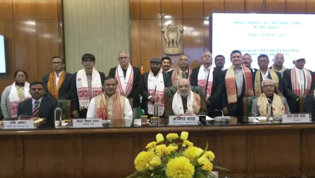 ULFA signs peace accord with Centre, Assam govt; Amit Shah assures time-bound implementation of pact ULFA signs peace accord with Centre, Assam govt; Amit Shah assures time-bound implementation of pact