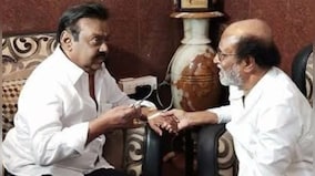 Rajinikanth pays tribute to old friend Captain Vijayakanth in Chennai; interacts with media