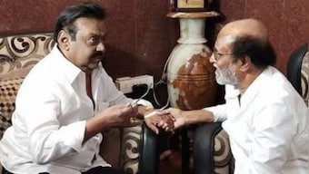 Rajinikanth pays tribute to old friend Captain Vijayakanth in Chennai; interacts with media
