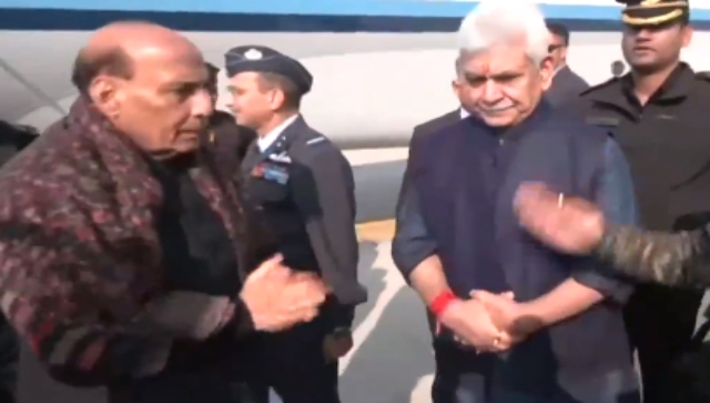 Rajnath Singh lands in Jammu, to review ongoing counter-terrorist ops in Rajouri-Poonch sector Rajnath Singh lands in Jammu, to review ongoing counter-terrorist ops in Rajouri-Poonch sector