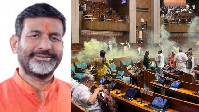 Hero of the House: BJP MP RK Singh Patel hammered down one of the Lok Sabha intruders by neck catch Hero of the House: BJP MP RK Singh Patel hammered down one of the Lok Sabha intruders by neck catch