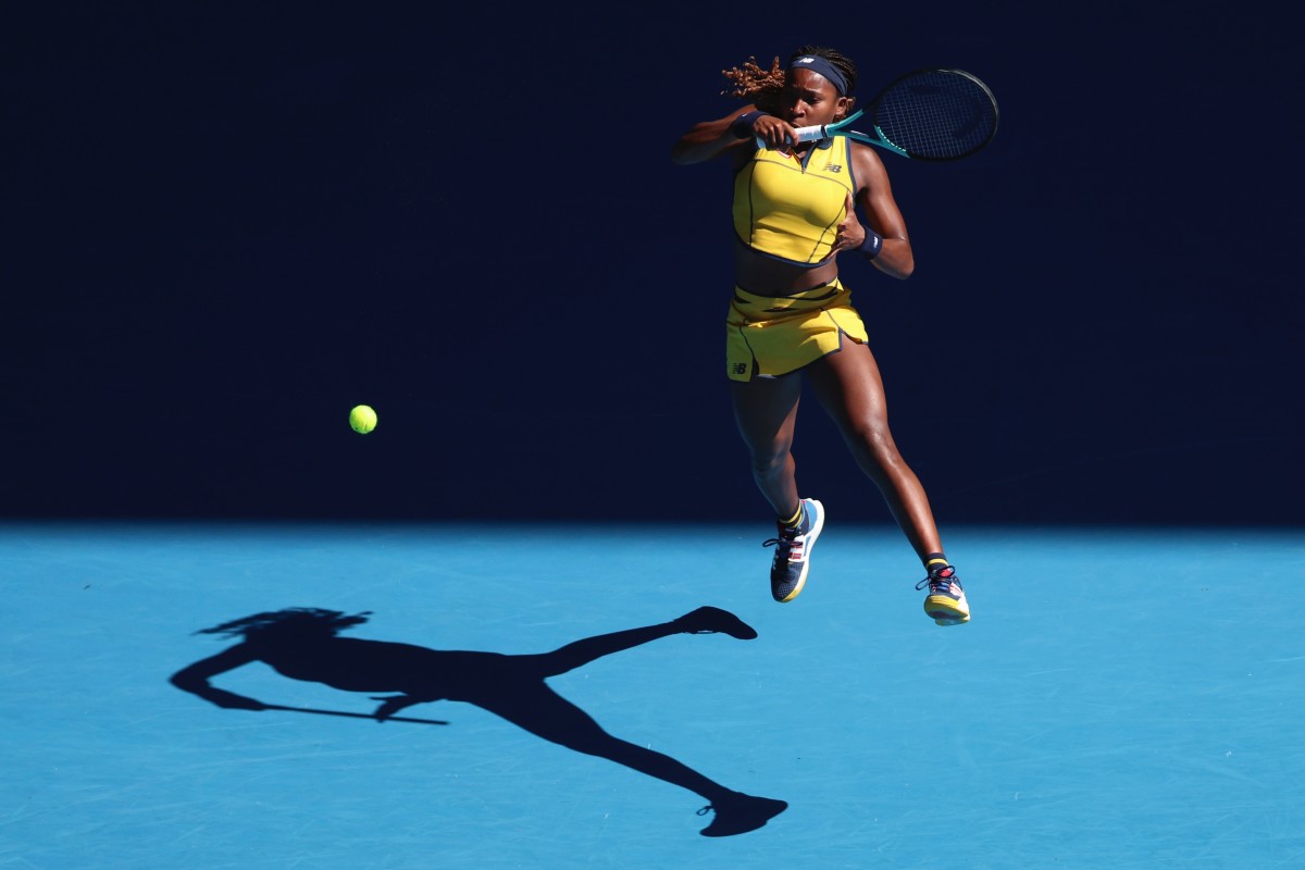 Coco Gauff of the U.S. plays a forehand return to Marta Kostyuk of Ukraine during their quarterfinal match at the Australian Open tennis championships at Melbourne Park, Melbourne, Australia, Tuesday, Jan. 23, 2024. (AP Photo/Asanka Brendon Ratnayake) Coco Gauff of the U.S. plays a forehand return to Marta Kostyuk of Ukraine during their quarterfinal match at the Australian Open tennis championships at Melbourne Park, Melbourne, Australia, Tuesday, Jan. 23, 2024. (AP Photo/Asanka Brendon Ratnayake)