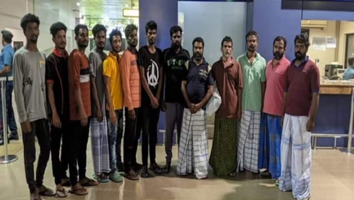 13 Indian fishermen reach Chennai after repatriation from Sri Lanka