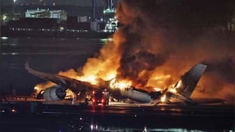 WATCH: Japan Airlines plane hits jet loaded with relief material for earthquake affected, turns into fireball