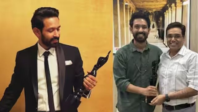 12th Fail: Vikrant Massey meets IPS Manoj Kumar Sharma after winning Best Actor trophy at 69th Filmfare Awards 12th Fail: Vikrant Massey meets IPS Manoj Kumar Sharma after winning Best Actor trophy at 69th Filmfare Awards