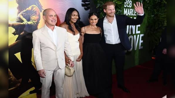 Amid King Charles & Kate Middleton’s health crisis; Harry, Meghan seen at the premier of Bob Marley movie