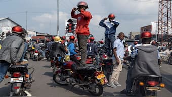Activists gesture as they march during a demonstration calling for an end to the fighting between the M23 rebels and the Congolese army and denouncing the international community's silence on the conflicts in Goma, North Kivu province of the Democratic Republic of Congo. Reuters 