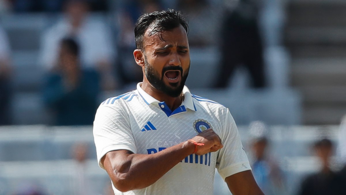 India pacer Akash Deep celebrates after dismissing Ben Duckett to collect his maiden international wicket on Day 1 of the fourth Test against England in Ranchi. Sportzpics India pacer Akash Deep celebrates after dismissing Ben Duckett to collect his maiden international wicket on Day 1 of the fourth Test against England in Ranchi. Sportzpics