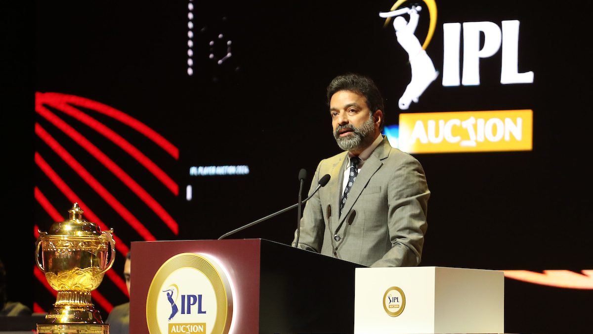 Arun Dhumal, IPL Chairman, during the IPL Player Auction in Dubai. Image: Sportzpics Arun Dhumal, IPL Chairman, during the IPL Player Auction in Dubai. Image: Sportzpics