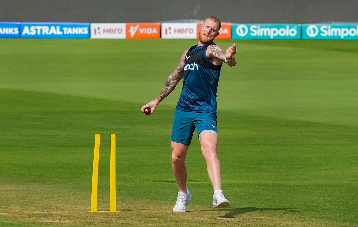 Ben Stokes bowls during a practice session ahead of the second Test match between India and England. PTI Ben Stokes bowls during a practice session ahead of the second Test match between India and England. PTI
