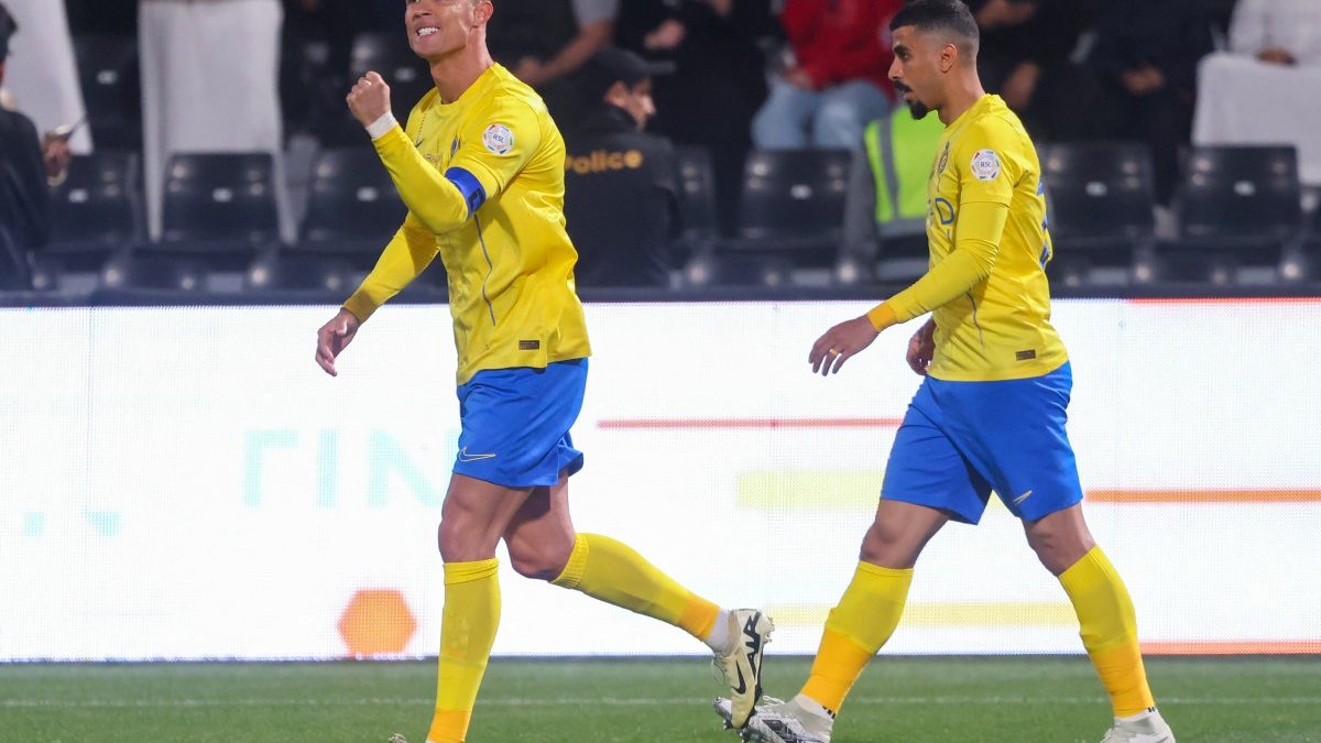 Cristiano Ronaldo celebrates after scoring against Al Shabab for Al Nassr in the Saudi Pro League. AFP Cristiano Ronaldo celebrates after scoring against Al Shabab for Al Nassr in the Saudi Pro League. AFP