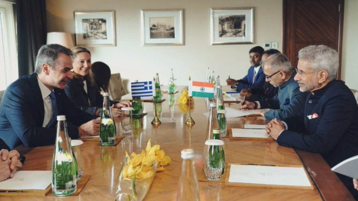 External Affairs Minister (EAM) S Jaishankar calls on Prime Minister Kyriakos Mitsotakis in New Delhi. X/@DrSJaishankar External Affairs Minister (EAM) S Jaishankar calls on Prime Minister Kyriakos Mitsotakis in New Delhi. X/@DrSJaishankar