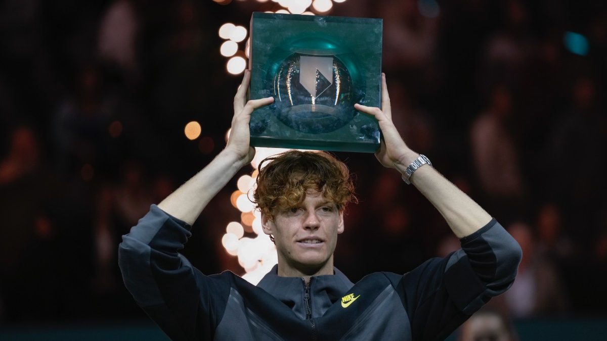 Jannik Sinner lifts the Rotterdam Open trophy. AP Jannik Sinner lifts the Rotterdam Open trophy. AP