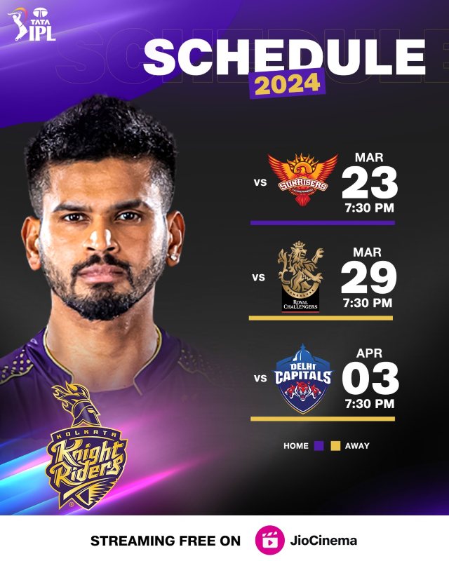 Kolkata Knight Riders IPL 2024 schedule KKR's fixtures, time, dates