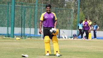 Kiran Navgire during a UP Warriorz training session ahead of WPL 2024. Image: UPW