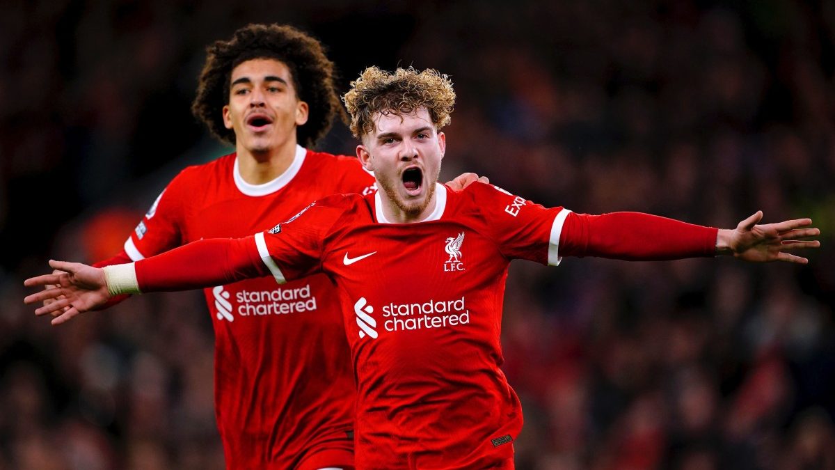Harvey Elliott (front) scored Liverpool's fourth goal against Luton in the Premier League. AP Harvey Elliott (front) scored Liverpool's fourth goal against Luton in the Premier League. AP