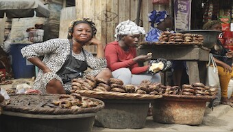 Women sell smoked fish at a Mile 12 Market in Lagos, Nigeria. AP